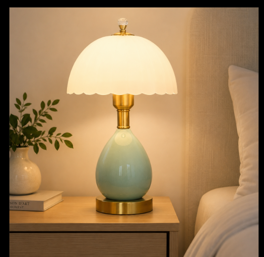 Lampe de Bureau Design Céramique & Tissu