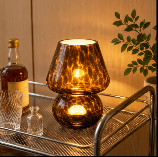 Lampe Champignon Verre Texturé Ambiance Cosy