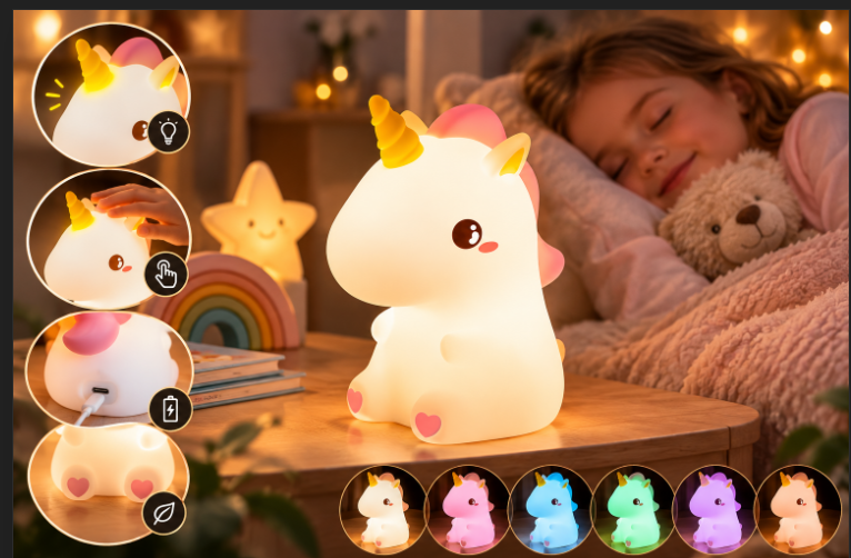 Lampe Licorne LED Tactile RVB