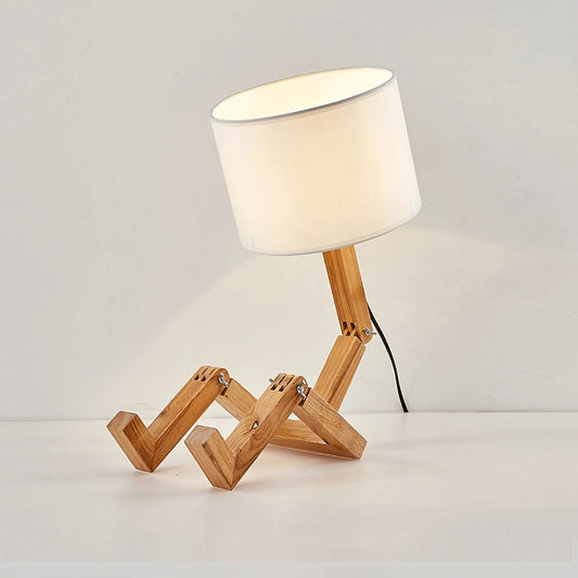 Lampe Robot Design Bois & Tissu