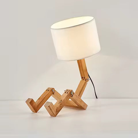 Lampe Robot Design Bois & Tissu