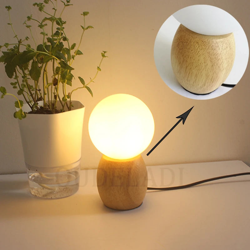 Lampe Chevet Bois & Verre OUDELADI