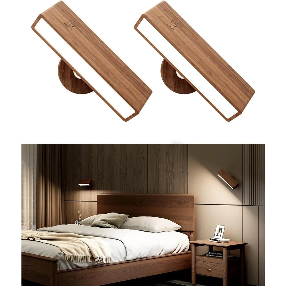 Applique Murale LED Bois Massif Rechargeable