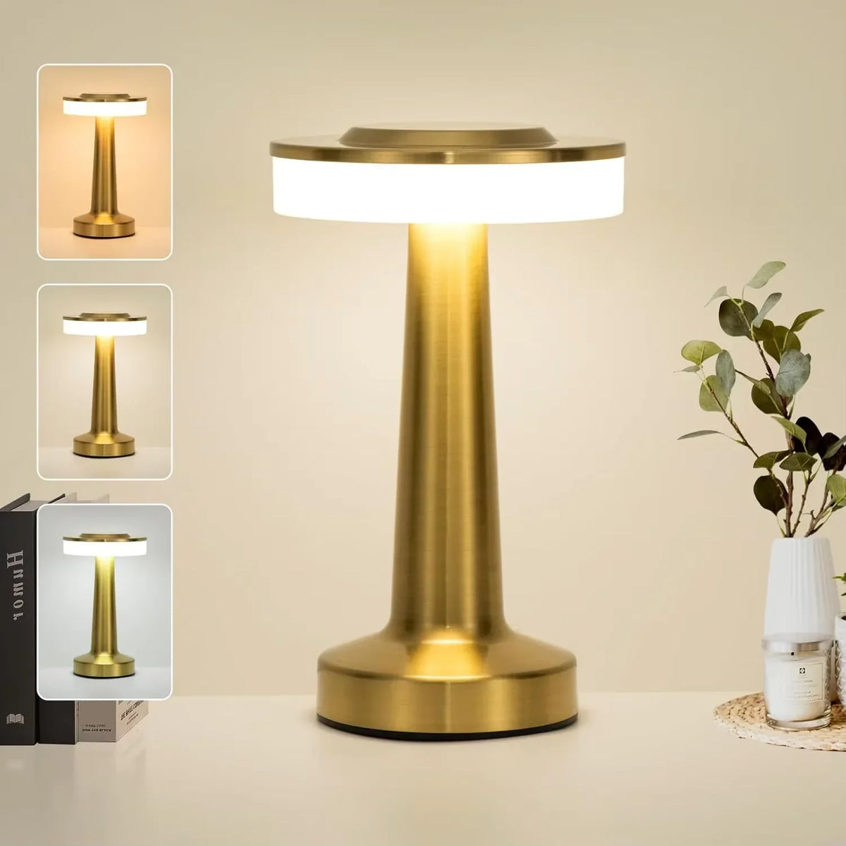 Lampe LED Rétro Dorée Tactile Rechargeable