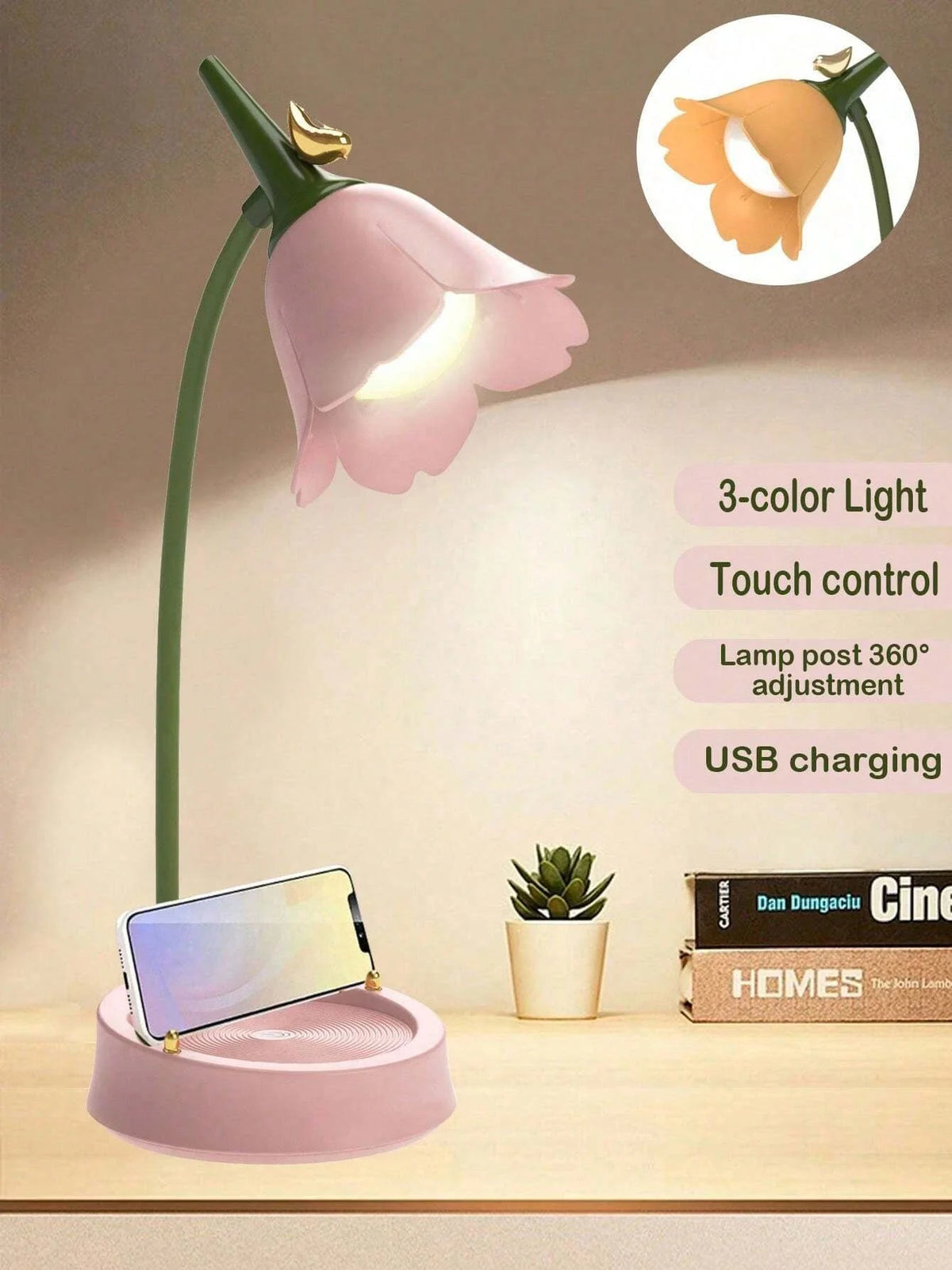 Lampe LED Rose Tactile Rechargeable