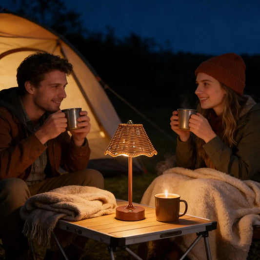 Lampe de Table Rotin Artificiel Sans Fil