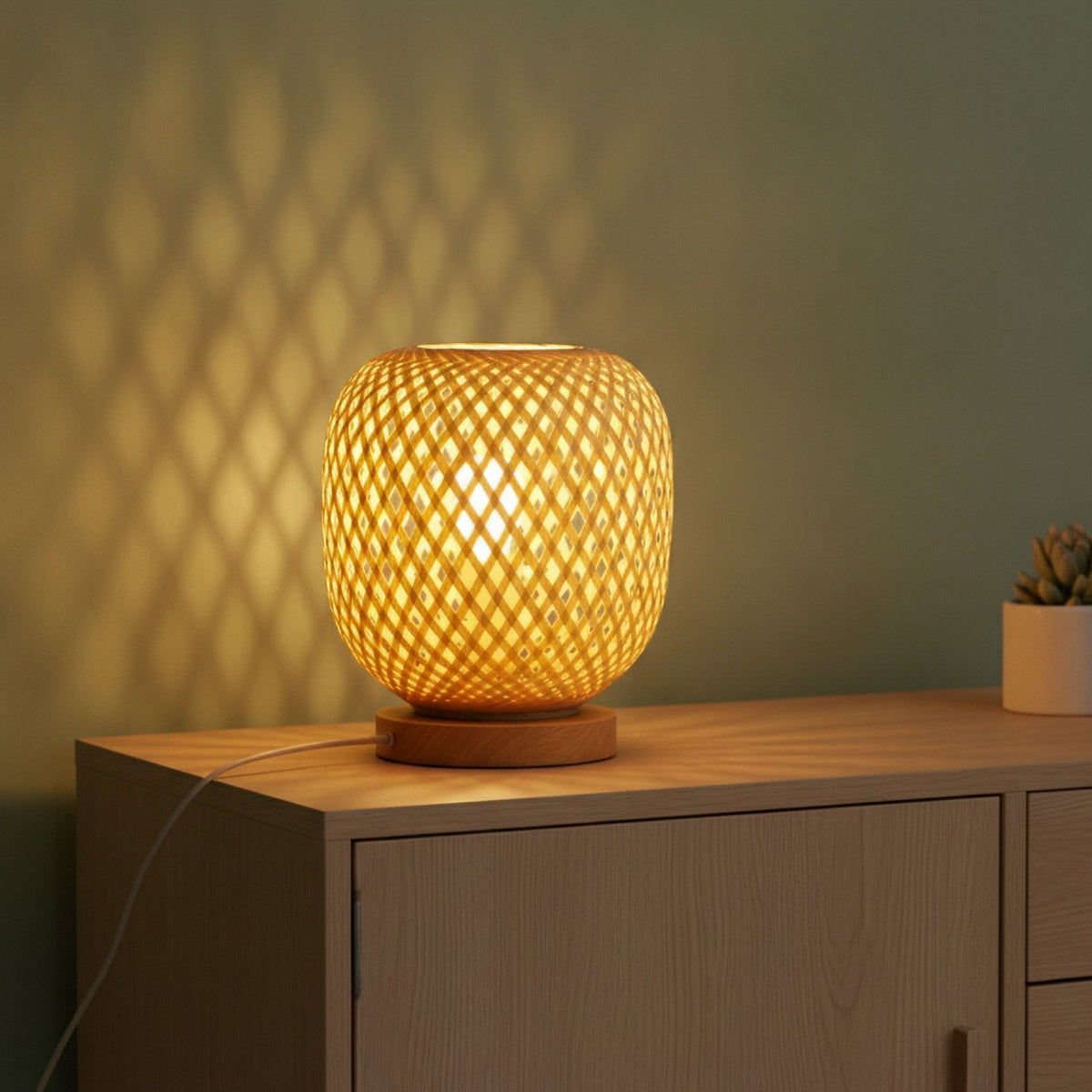 Lampe Chevet Bambou & Bois Design Nordique