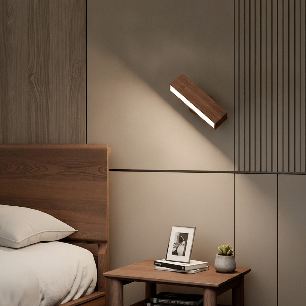Applique Murale LED Bois Massif Rechargeable