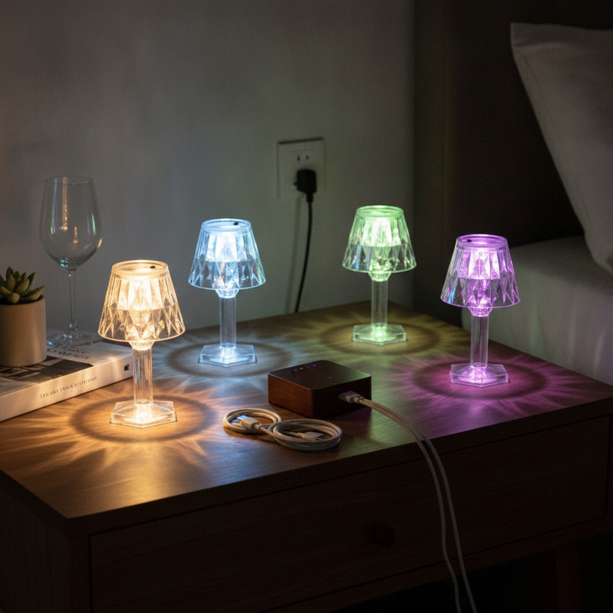 Lampe LED Cristal : Lumière Ambiante Changeante