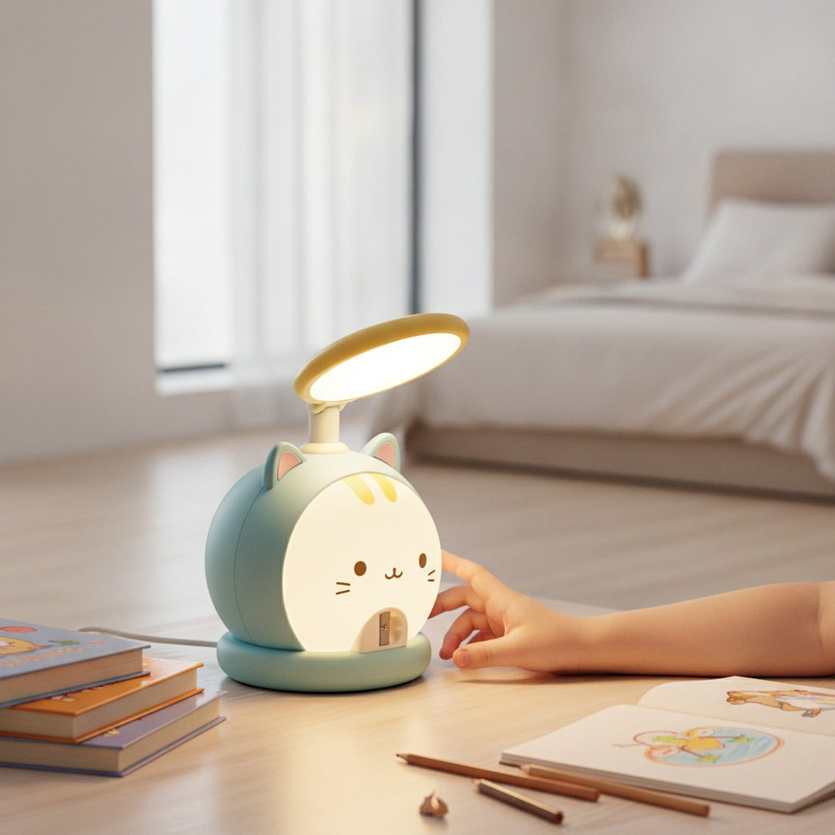 Lampe Bureau Cartoon Multifonction : Veilleuse & Taille-Crayon