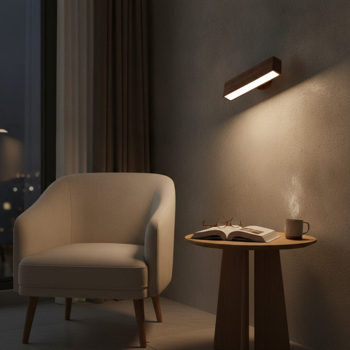 Applique Murale LED Bois Massif Rechargeable