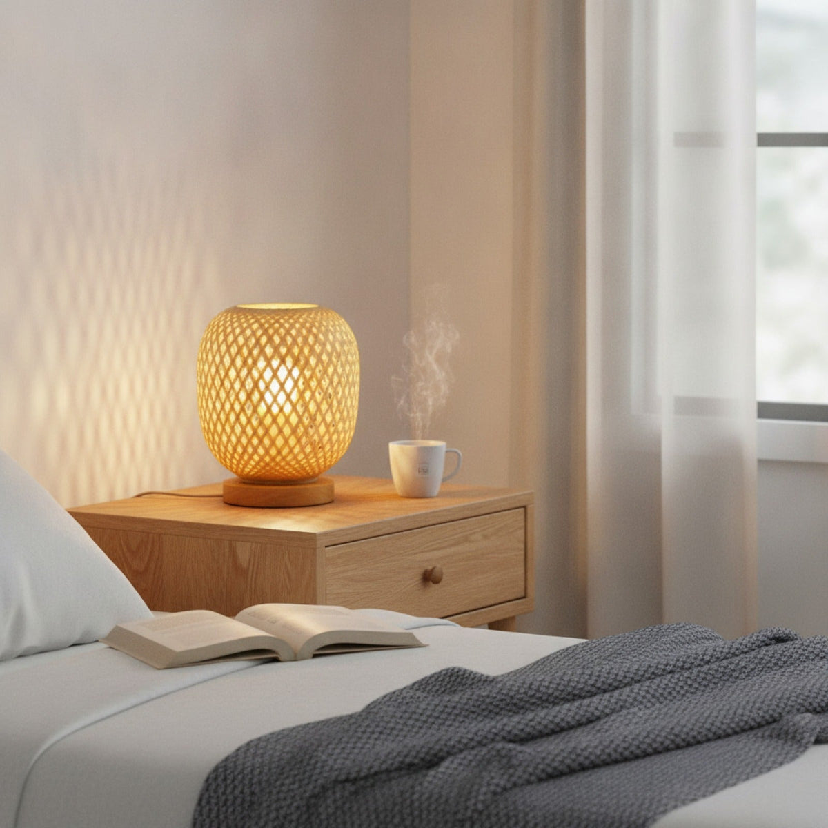 Lampe Chevet Bambou & Bois Design Nordique